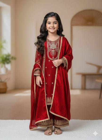 Trending New Ramzan Eid Special Silk Red Children wear wholesale suppliers in Kolkata